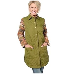 Denim & Co. Canyon Retreat Southwest Jacquard Sleeve Quilted Jacket Size Large